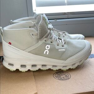 On Cloudrock Waterproof Mid-Top Sneakers in Light Gray/White